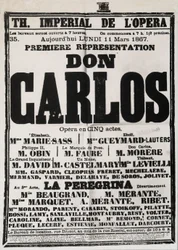 Plakat zur ersten Aufführung von Don Carlos im Théâtre Impérial de l